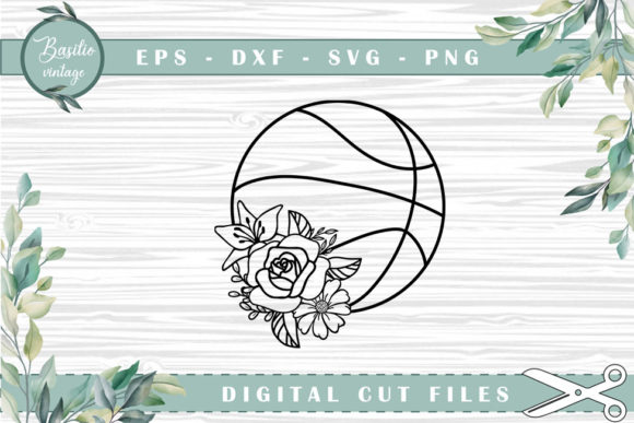 Basketball Floral Cutting Files for Graphics and Crafts