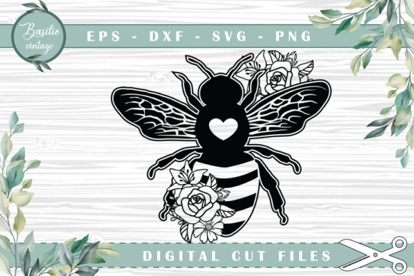 Bee Floral Bee Cutting Files for Graphics and Crafts
