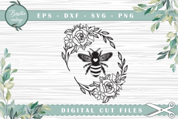 Bee Floral Wild Cutting Files: Graphics for Crafts and Content