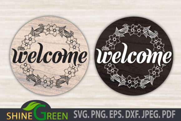 Christmas, Fall - Floral Welcome Sign Graphics for Crafts