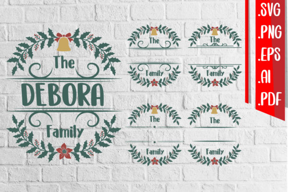 Christmas Family Floral Monogram for Crafts and Graphics