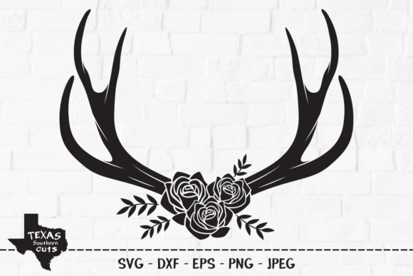 Deer Antlers - Floral Rose Antler Design for Graphics and Crafts