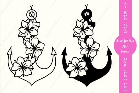 Floral Anchor Silhouette: A Graphic Design Asset for Crafts