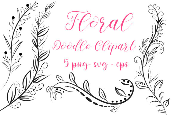 Floral Doodle Clipart for Graphics and Crafts