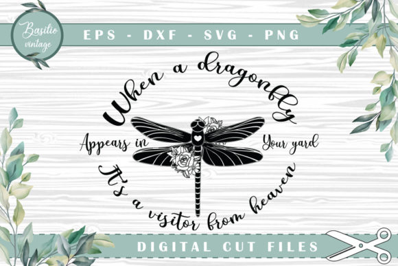Floral Dragonfly Appears in Your Yard Graphics for Crafts