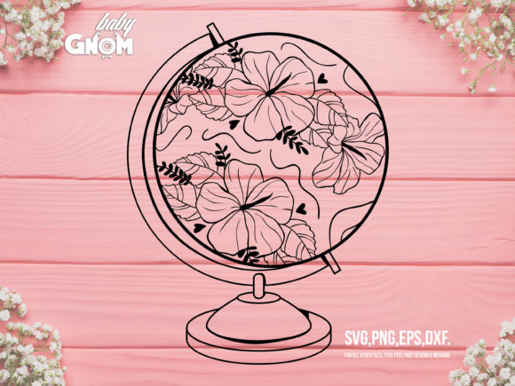 Floral Globe Graphics for Crafts and Small Business Branding