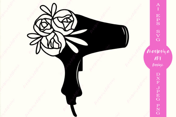 Floral Hair Dryer Hair Dresser Graphics for Crafts