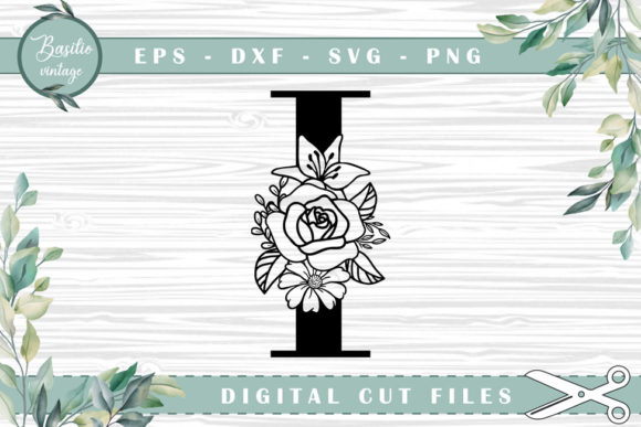 Floral Letter I Alphabet Cutting Files for Graphics and Crafts