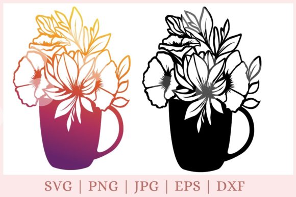 Floral Mug, Flower Cup Graphics and Print Templates Review