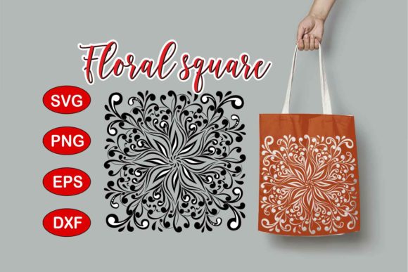 Floral Square Design Graphics for Crafts