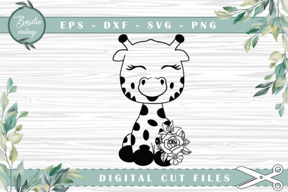Giraffe Floral Cutting Files for Graphics and Crafts