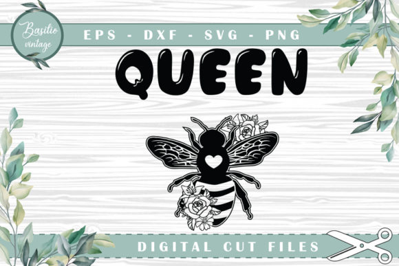 Queen Bee Floral Cutting Files for Graphics and Crafts