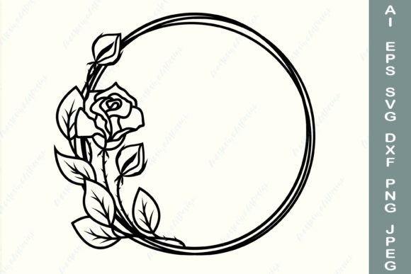 Rose Frame, Floral Wreath Graphics for Crafts