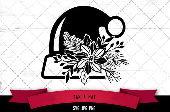 Santa Hat Floral Graphics for Crafts and Design
