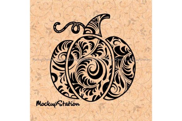 Swirly Pumpkin Floral Lace Mandala Graphics for Crafts