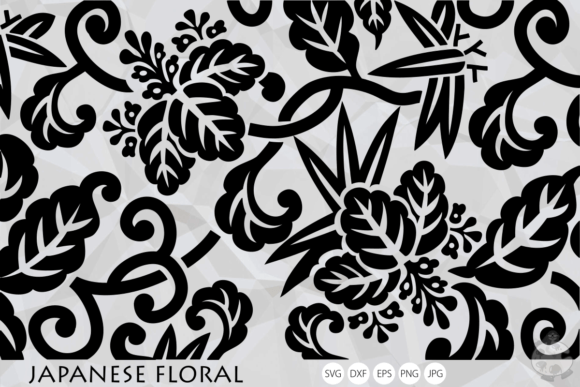 Vintage Floral Japanese Cut File Pattern for Graphics and Crafts