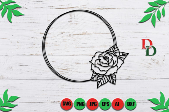 Wreath Round Svg, Wreath Floral Circle Graphics for Crafts